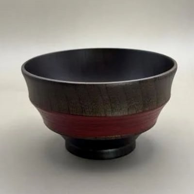 筋刷毛目椀　黒漆