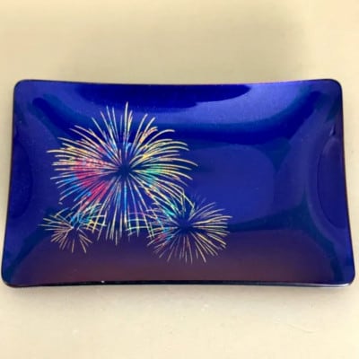 角小皿　花火　マジョブルー