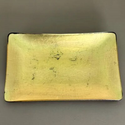 角小皿 箔貼り　ゴールド