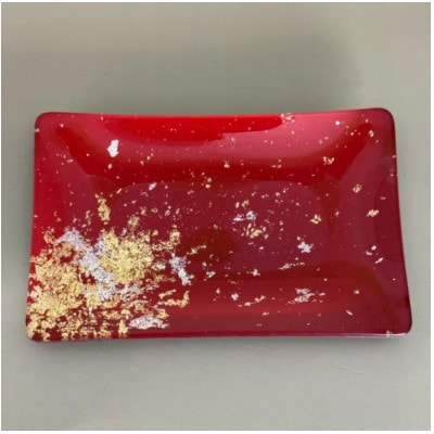 角小皿(金箔)　本朱