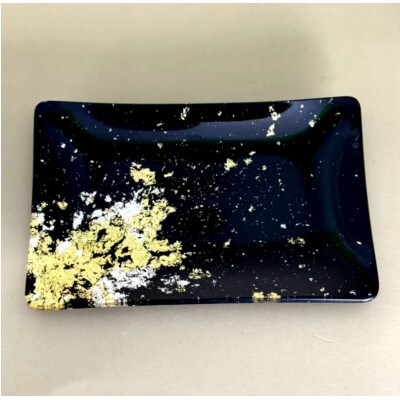 角小皿(金箔)　漆黒