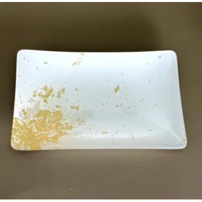 角小皿(金箔)　純白