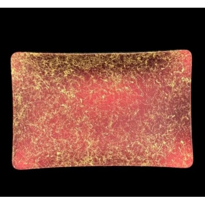 角小皿 乱糸(マット仕上げ) 赤溜