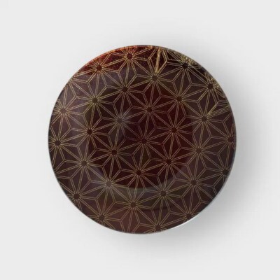 丸小皿　麻の葉　梨地レッド