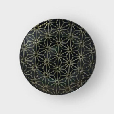 丸小皿　麻の葉　漆黒