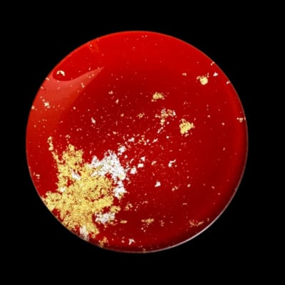 丸小皿 古代(金箔)本朱