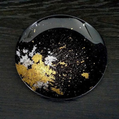 丸小皿 古代(金箔)漆黒