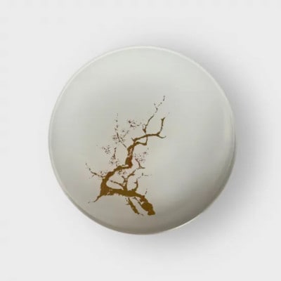 丸小皿　桜　純白(ゴールド桜)