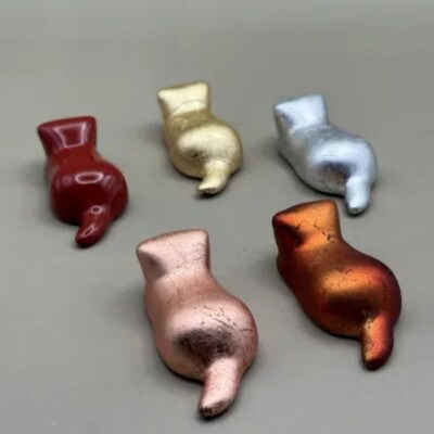 箸置き　猫　箔貼り銀