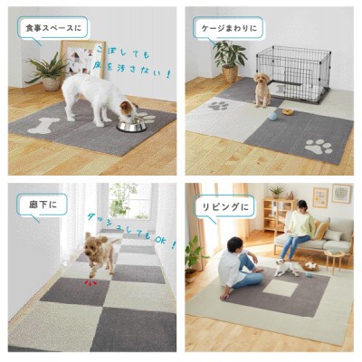 洗えるジョイントペットマット　45×45cm　ブラウン　2枚組　ピタペトモ　犬・猫用　吸着