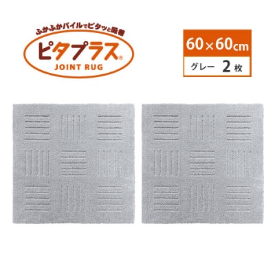 洗えるジョイントマット　60×60cm　グレー　2枚組　ピタプラス　吸着