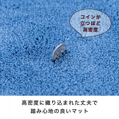 玄関マット シエラ 60×110cm ブルー ウィルトン織り 日本製 ギャッベ 洗える 室内 風水