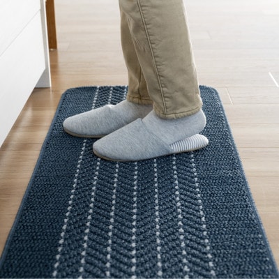 優踏生 洗いやすい キッチンマット 約60×240cm ネイビー 滑り止め 防汚 床暖房対応