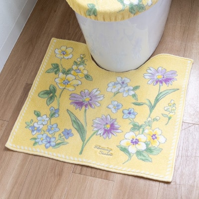 ブルーミングシーズン トイレマット 約55×60cm イエロー 抗菌防臭 花柄