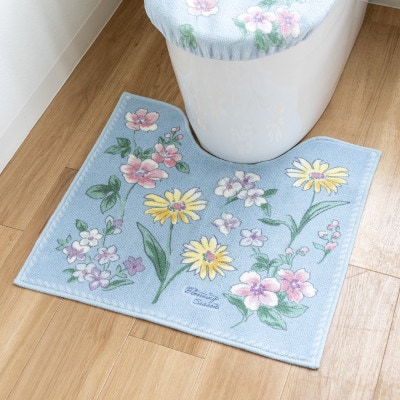 ブルーミングシーズン トイレマット 約55×60cm ブルー 抗菌防臭 花柄
