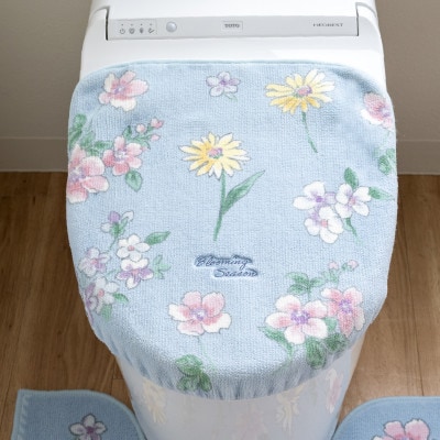 ブルーミングシーズン フタカバー ブルー  抗菌防臭 花柄 トイレ フタ