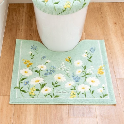 フルールブラン トイレマット 約55×60cm グリーン 抗菌防臭 花柄