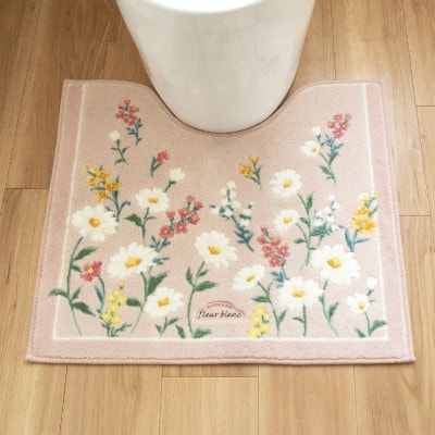 フルールブラン トイレマット 約55×60cm ピンク 抗菌防臭 花柄