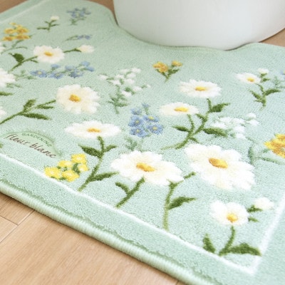フルールブラン ロングトイレマット 約75×63cm グリーン 抗菌防臭 大判
