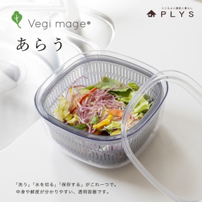 ベジマジあらう　野菜保存容器　21cm　ボウル　ザル　セット　フタ付き　グレー