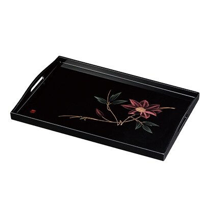 紀州漆器 長手盆 尺5 黒 鉄線