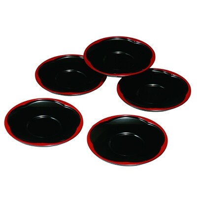 紀州漆器　茶托　梅型　黒　5枚組