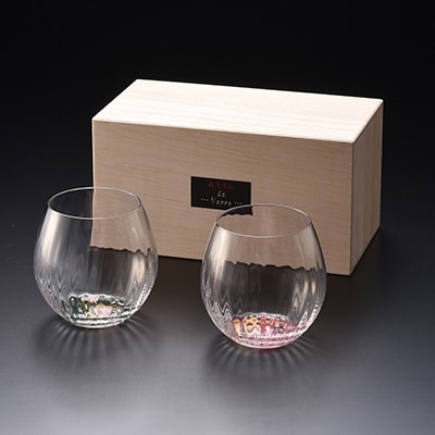 紀州漆器 ぬりもん de Verre タンブラーグラス 蒔絵 百合&椿 ペア