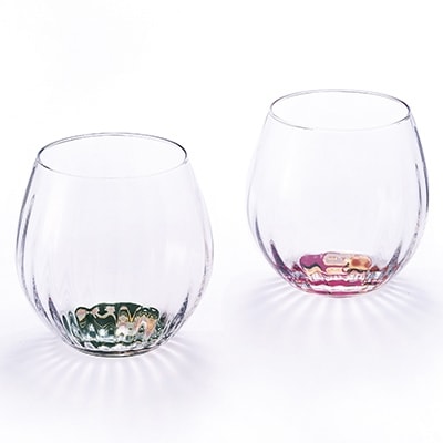 紀州漆器 ぬりもん de Verre タンブラーグラス 蒔絵 百合&椿 ペア