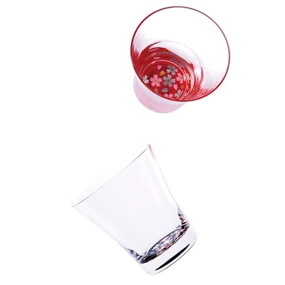 紀州漆器 ぬりもん de Verre タンブラーグラス 蒔絵 桜 赤 黒 ペア