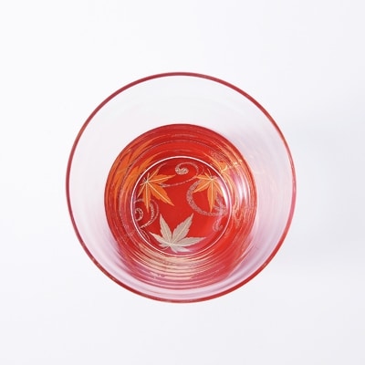 紀州漆器 ぬりもん de Verre タンブラーグラス 蒔絵 紅葉 赤 黒 ペア