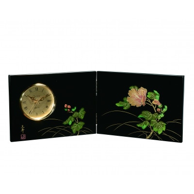 紀州漆器 木製漆芸 屏風時計 紀の花