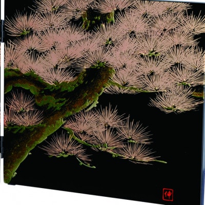 紀州漆器 木製漆芸 屏風 黒 飛祥