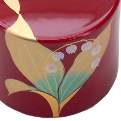 紀州漆器 漆芸 蒔絵 文鎮 丸 朱 スズラン