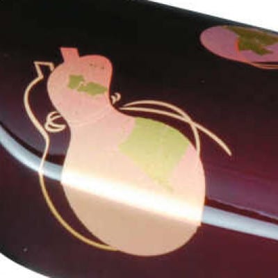 紀州漆器 漆芸 蒔絵 文鎮 小判型 溜 ひょうたん