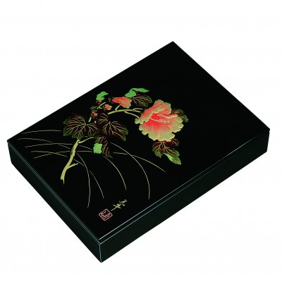 紀州漆器 漆芸 板蓋手許文庫 黒 紀の花(A4判)