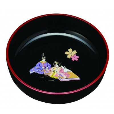 紀州漆器 漆芸 菓子鉢 7寸 黒 雛さくら