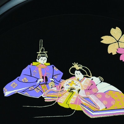 紀州漆器 漆芸 菓子鉢 7寸 黒 雛さくら