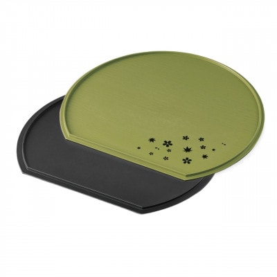 紀州漆器 半月盆 半月両面膳 36cm うぐいす色 春秋 裏無地 1枚