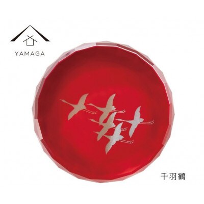 紀州漆器 ぬりもん de Verre クリスタル ペーパーウェイト 蒔絵 千羽鶴 朱