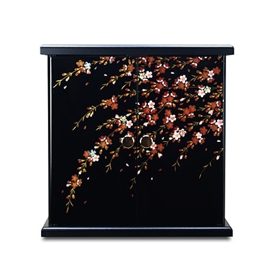 和歌山県海南市 紀州塗り ミニ仏壇 雅 小 しだれ桜 美しく描かれた蒔絵の世界。職人が創る雅な仏壇