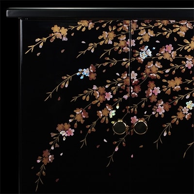 和歌山県海南市 紀州塗り ミニ仏壇 雅 小 しだれ桜 美しく描かれた蒔絵の世界。職人が創る雅な仏壇