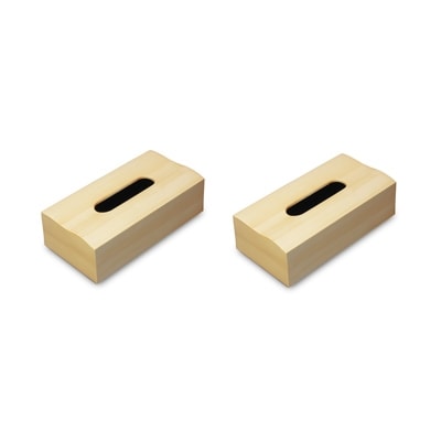 和歌山県海南市 木目塗り ティッシュBOX イエローメープル 2個組 一つ一つ刷毛で描いた木目柄