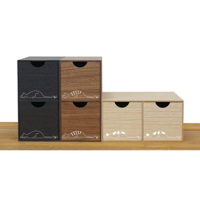 和歌山県海南市 バスク SHIPPO ミニ収納BOX ブラック ネコのイラストがかわいいミニ収納