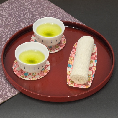 和歌山県海南市 友禅和紙コースター 梅桜 格子 5枚セット 食洗機対応のおしゃれな和風コースター