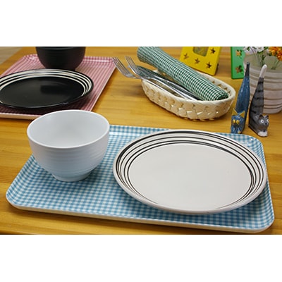 和歌山県海南市 SRトレーL 39cm チェック ブルー 2枚組 レンジと食洗機対応の便利なトレー