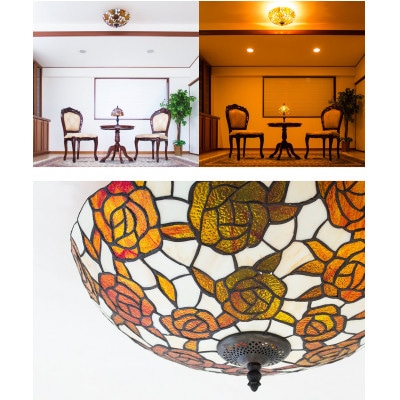 【ステンドグラスのランプシェード】シーリングライト ヴィトライユ ローズドレ AKU1011015