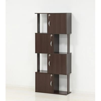 ラック 鍵付き 4段 ブラウン AKU101338402