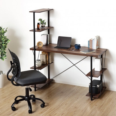 ドライバー不要　幅120 4段ラックデスク ダークブラウン AKU104390002