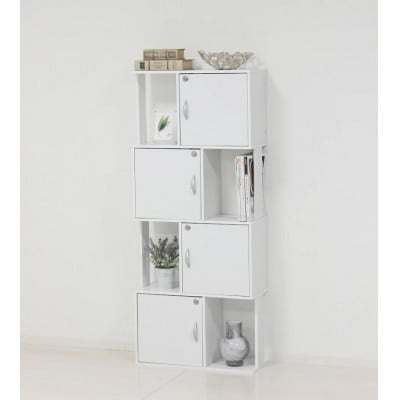 ラック 鍵付き 4段 ホワイト AKU101338401