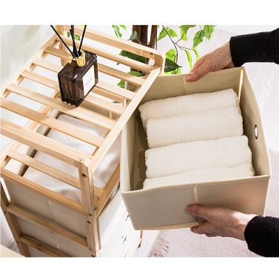 天然木 木製ファブリックチェスト 幅32 不織布の引き出し5段 BYT1044469